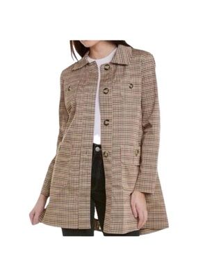 Cabi Belted Houndstooth Trench Coat